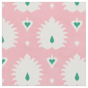 Modern chic pastel roze groen ikatroon stof