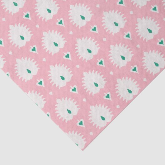 Modern chic pastel roze groen ikatroon tissuepapier (Detail)