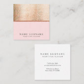 Modern Chic PastelRoze Sequin Square Visitekaartje (Voorkant / Achterkant)