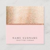 Modern Chic PastelRoze Sequin Square Visitekaartje (Voorkant)