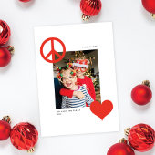 Modern Chic Peace & Love  kleurenfoto Feestdagenkaart