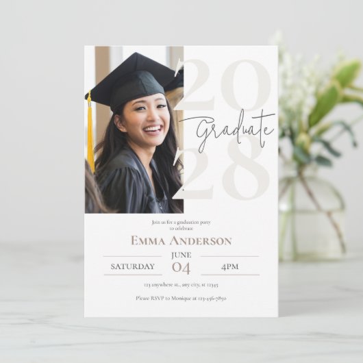 Modern Chic Photo Afstuderen Kaart (Staand voorkant)