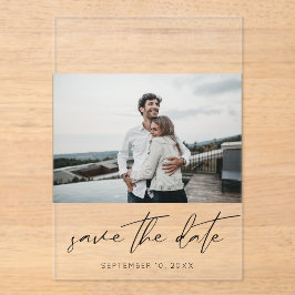 Modern Chic Photo Landscape Save the Date Acryl Uitnodigingen