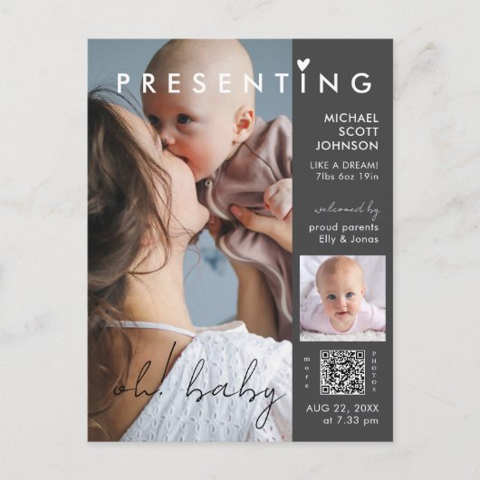 Modern Chic Photo Magazine Hoesje Baby Geboorte Briefkaart (Voorkant)