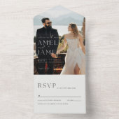 Modern Chic Photo RSVP Wedding All In One Uitnodiging (Binnen)
