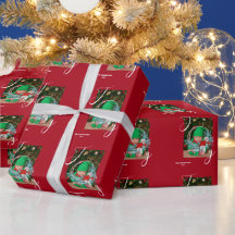 Modern Chic Pine Wreaty Joy Red + FotoKerstmis