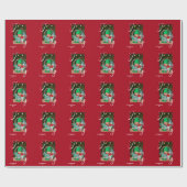 Modern Chic Pine Wreaty Joy Red + FotoKerstmis Cadeaupapier (Vlak)