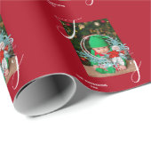 Modern Chic Pine Wreaty Joy Red + FotoKerstmis Cadeaupapier (Rol Hoek)