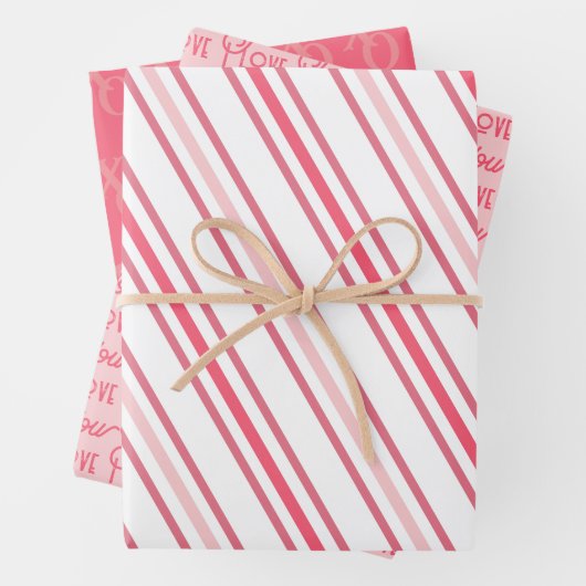 Modern Chic Pink Love Valentijn Day Inpakpapier Vel (In situ)