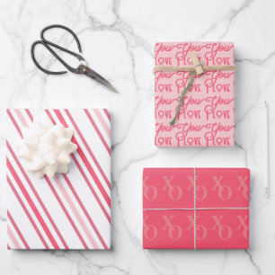 Modern Chic Pink Love Valentijn Day Inpakpapier Vel