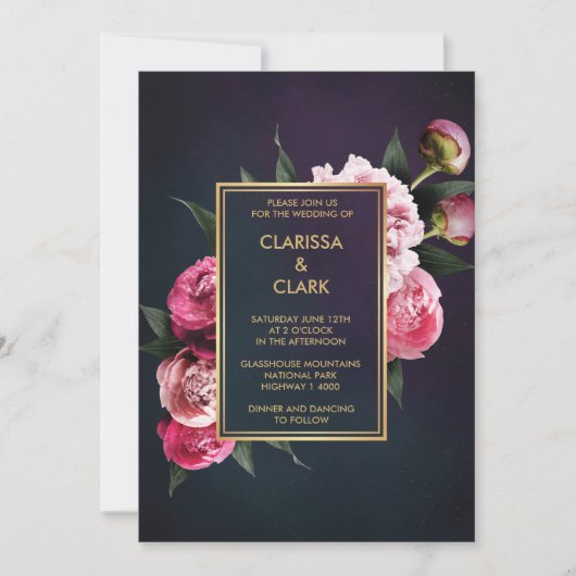 Modern Chic Pink Romantic Gold Wedding Kaart (Voorkant)