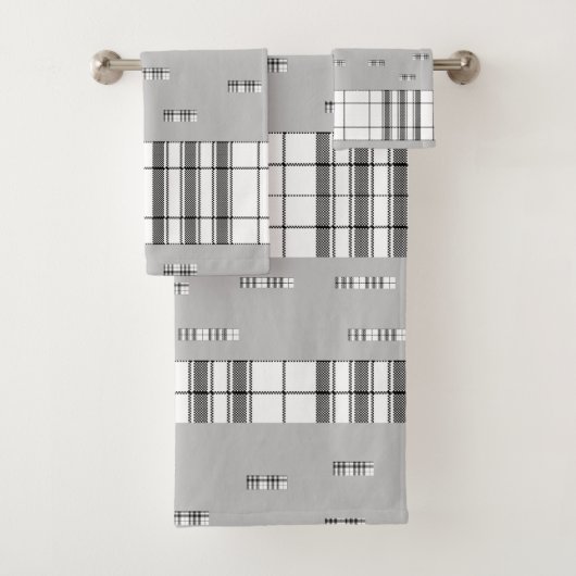 Modern Chic Plaid zwart en wit Bad Handdoek (Insitu)