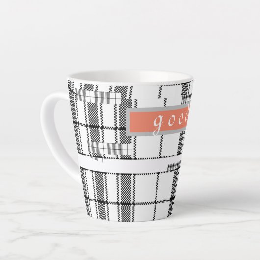 Modern Chic Plaid zwart en wit Latte Mok (Linkerhoek)