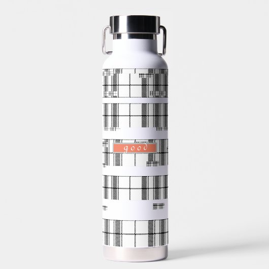 Modern Chic Plaid zwart en wit Waterfles (Voorkant)