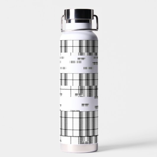 Modern Chic Plaid zwart en wit Waterfles (Achterkant)