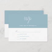 Modern Chic Poeder Blauw en Wit Trouwen RSVP (Voorkant / Achterkant)