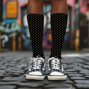 Modern Chic Polka Dots Pattern Luxury Gold & Black Sokken