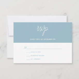 Modern Chic Powder Blue and White Wedding RSVP