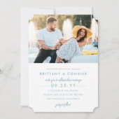 Modern Chic Powder Blue en White Photo Wedding Kaart (Voorkant)