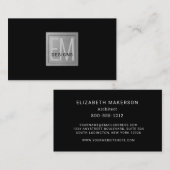 Modern Chic Professional Black & Silver Visitekaartje (Voorkant / Achterkant)
