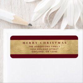 Modern Chic Red en Faux Gold Vrolijk Kerstfeest Etiket