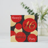 Modern Chic Red Glitter Gold Sweet 16 Uitnodiging (Staand voorkant)