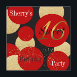 Modern Chic Red Glitter Gold Sweet 16 Uitnodiging<br><div class="desc">Nodig familie en vrienden uit met deze verbluffende Sweet 16 partijuitnodigingen die voorzien zijn van een trendy rood & goudglitter polka stipt afbeelding dat op een achtergrond van het karton wordt geplaatst. Elegant en scherp! Kies van onze grote selectie van doopvonten en inktkleuren aan creëer uw douaneZoete 16 partijuitnodigingen. Om...</div>