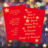 Modern Chic Red & Gold Stars Groovy Vakantiefeest Kaart