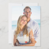 Modern Chic Red Heart Foto Couple Wedding (Voorkant)