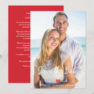 Modern Chic Red Heart Foto Couple Wedding