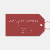 Modern chic | Red Merry Christmas Familie Vakantie Cadeaulabel (Voorkant (Horizontaal))