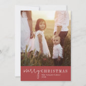 Modern chic | Red Merry Christmas Foto Feestdagenkaart (Voorkant)