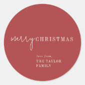 Modern chic | Red Merry Christmas-kerstcadeau Ronde Sticker (Voorkant)