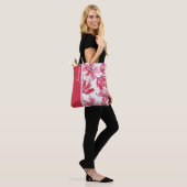 Modern Chic Red Tropical Floral Persoonlijke naam Tote Bag (Op model)