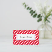 Modern Chic Red White Polka Dots Pattern Visitekaartje (Staand voorkant)