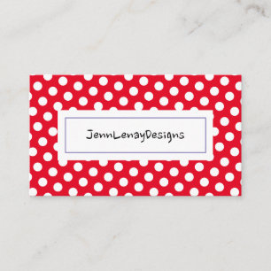 Modern Chic Red White Polka Dots Pattern Visitekaartje