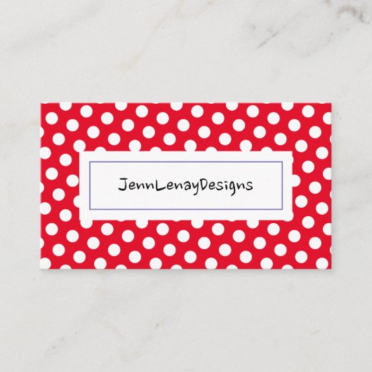 Modern Chic Red White Polka Dots Pattern Visitekaartje (Voorkant)