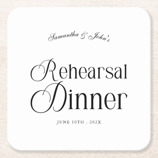  Modern Chic Rehearsal Dinner Kartonnen Onderzetters (Voorkant)