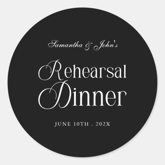 Modern Chic Rehearsal Dinner Ronde Sticker (Voorkant)