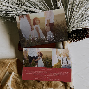 Modern chic Rode foto Overlay Family Nieuws Feestdagenkaart