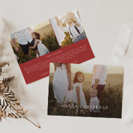 Modern chic | Rode foto Overlay Kerstmis Nieuws Feestdagenkaart