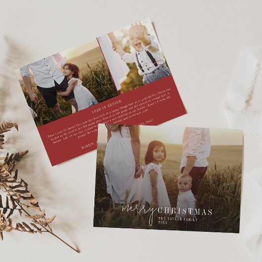 Modern chic | Rode foto Overlay Kerstmis Nieuws Feestdagenkaart