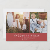 Modern chic | Rode fotocollage Kerstnieuws Feestdagenkaart (Voorkant)