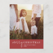 Modern chic | Rode Kerstmis Fotojaar in de Review Feestdagenkaart (Voorkant)