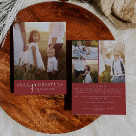 Modern chic | Rode Kerstmis Fotojaar in de Review Feestdagenkaart