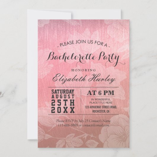 Modern Chic Roos Gold Floral Bachelorette Kaart (Voorkant)