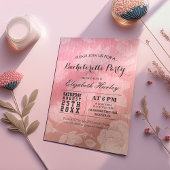 Modern Chic Roos Gold Floral Bachelorette Kaart