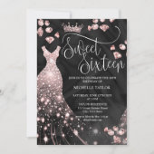 Modern Chic Roos Gold Glitter Sweet 16 Kaart (Voorkant)