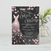 Modern Chic Roos Gold Glitter Sweet 16 Kaart (Staand voorkant)