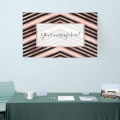 Modern Chic Roos Gold Pink Black Chevron Geo Spandoek (Beurs)